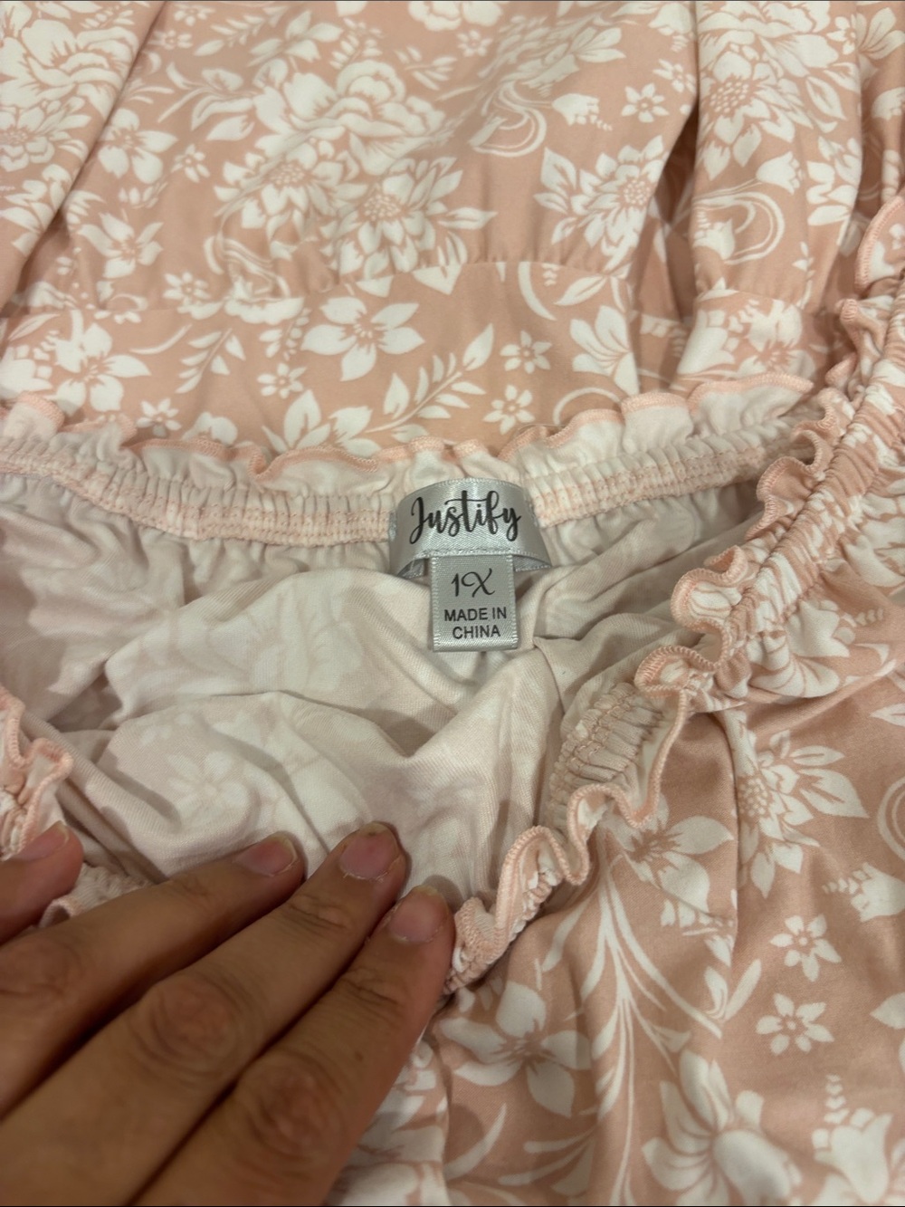 Justify Blush Pink Floral Ruffle Waist Dress - Picture 3 of 4